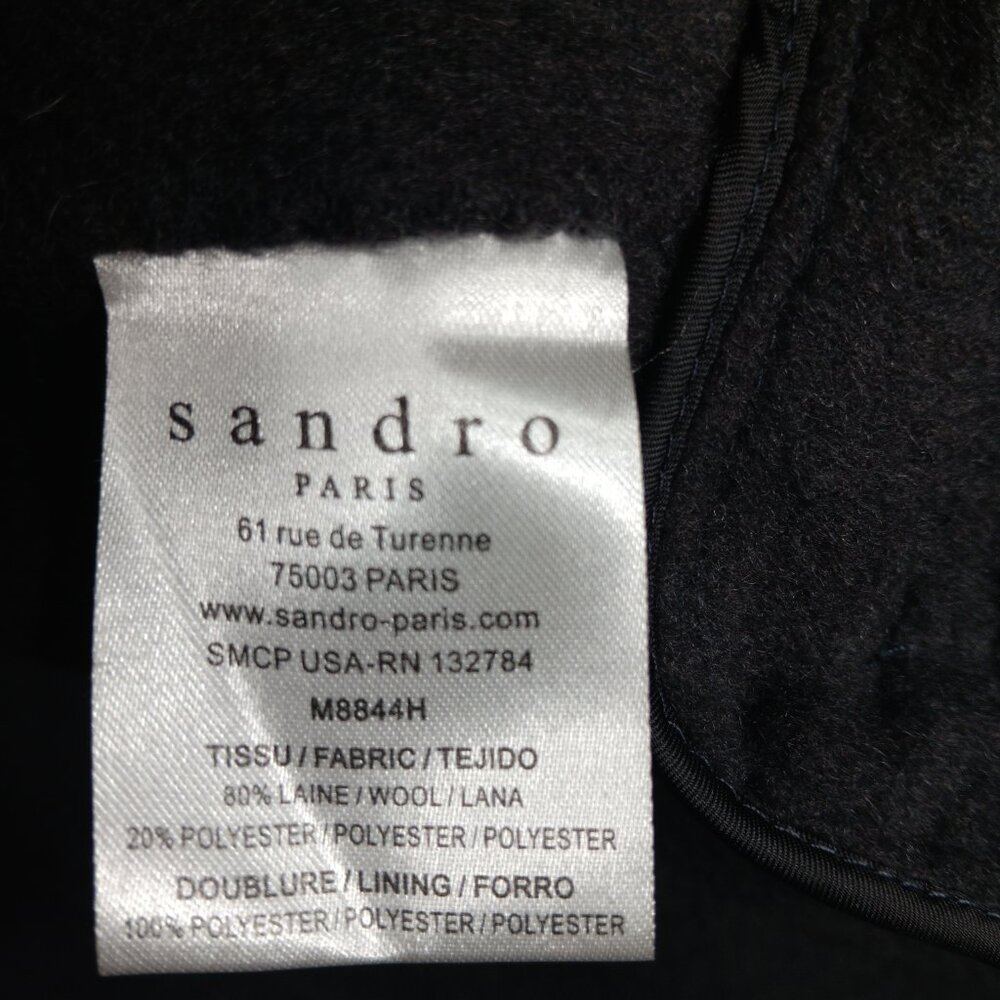 Sandro Wool Blend Long Single Breasted Trench Coat Jacket US 4 Small - Picture 8 of 9